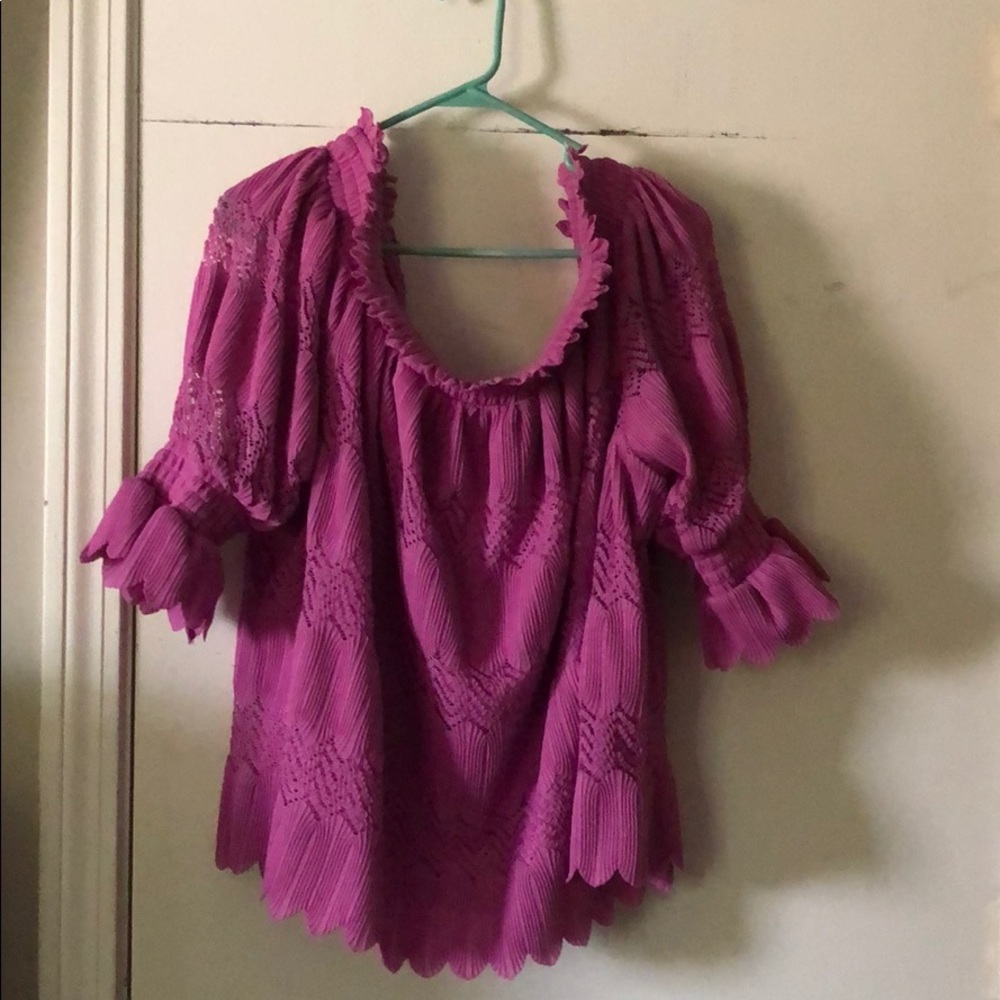 Lane Bryant off the shoulder ruffle shirt